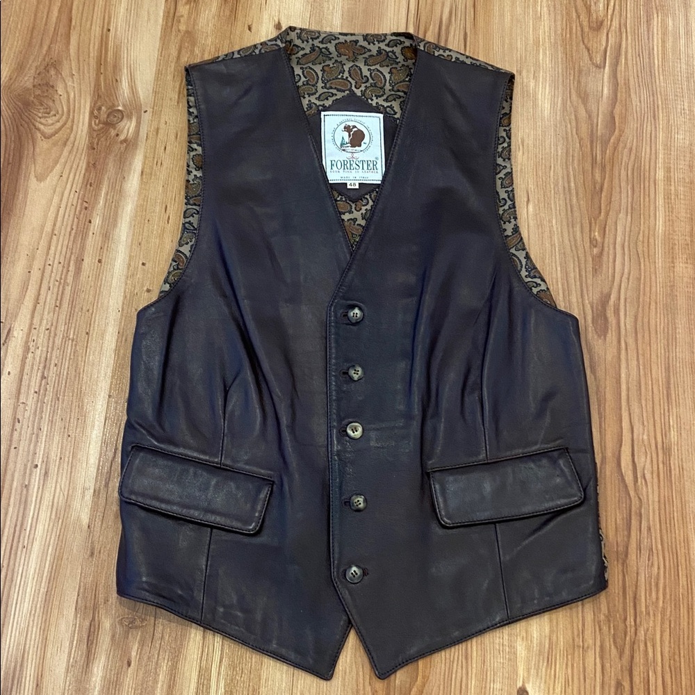 Stunning brown genuine Italian leather waistcoat M